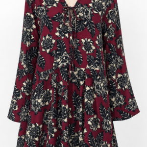 Robe courte fleurie bordeaux M&W Collection taille M très bon état