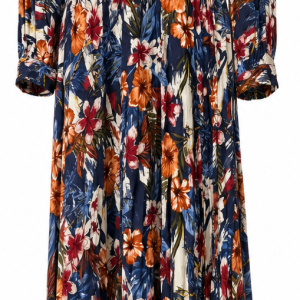 Robe longue fleurie femme à manches longues