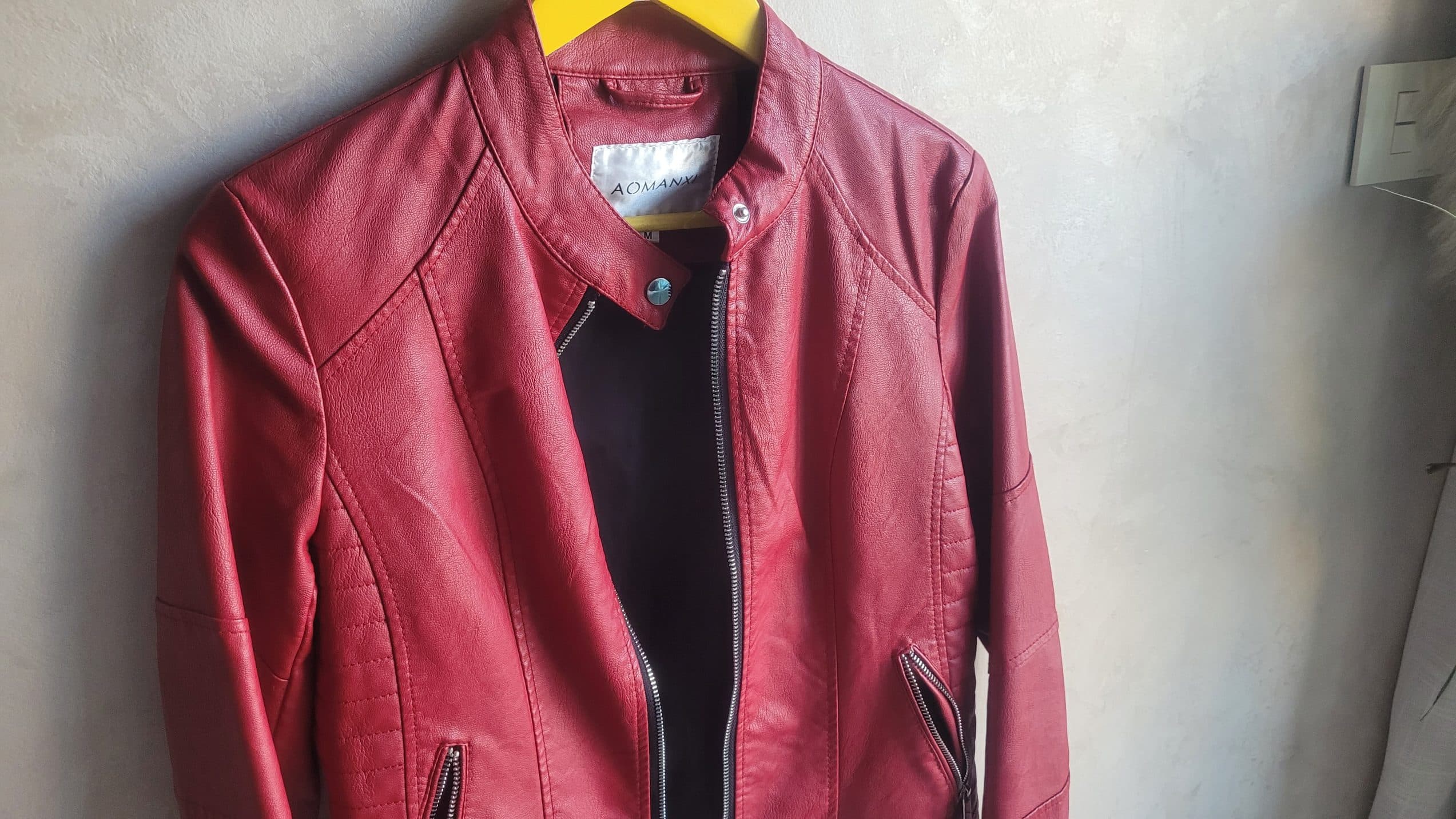 Veste en simili cuir rouge – Image 2
