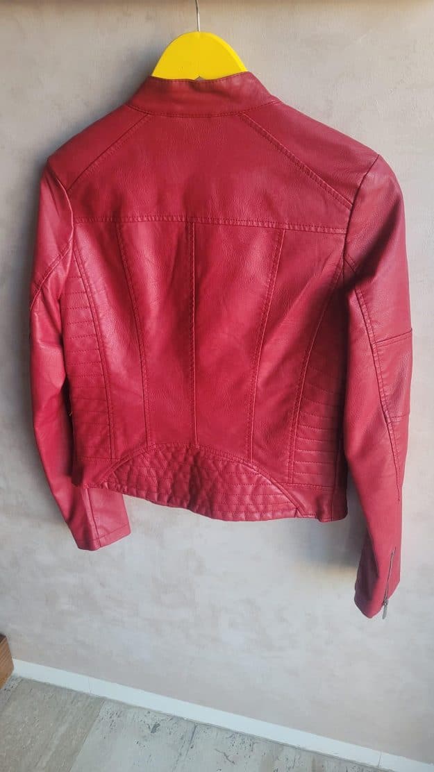 Veste en simili cuir rouge – Image 3